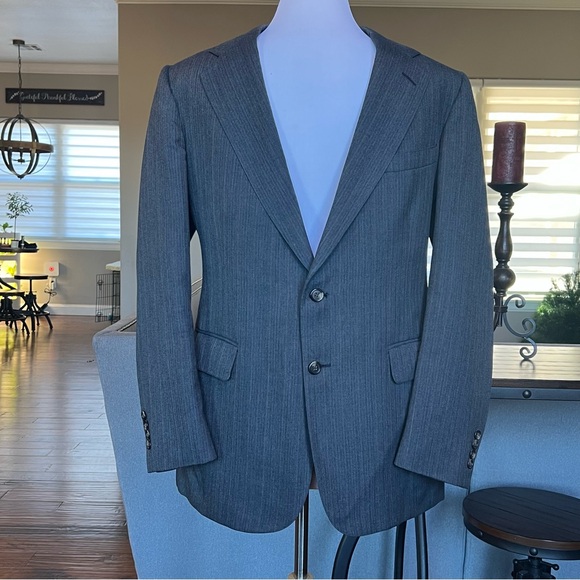 VTG 60's 70's Cricketeer ZCMI Men's Suit USA Jacket 40S Pants 36X32 Gray Blue - Picture 2 of 16